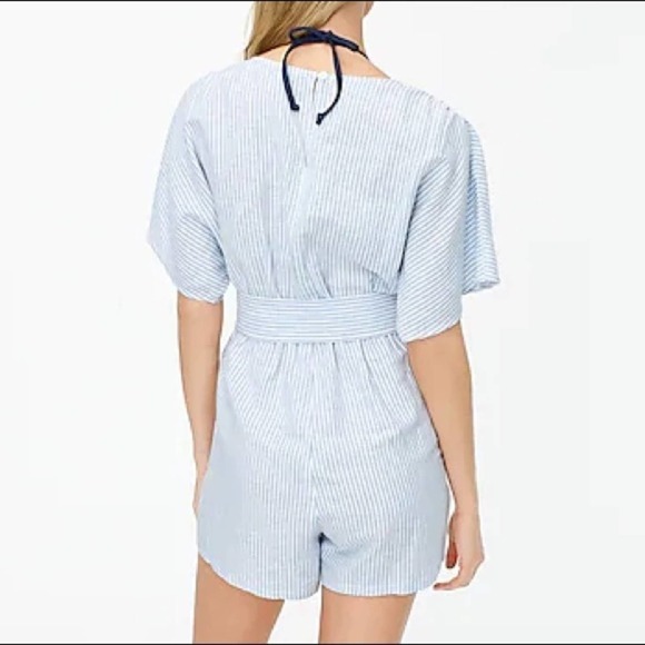 J Crew Cotton-linen beach romper blue/white stripe XS - Picture 5 of 9